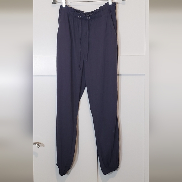 Social Standard By Sanctuary Linen Blend Jogger Pants Size Small Blue - Picture 1 of 13